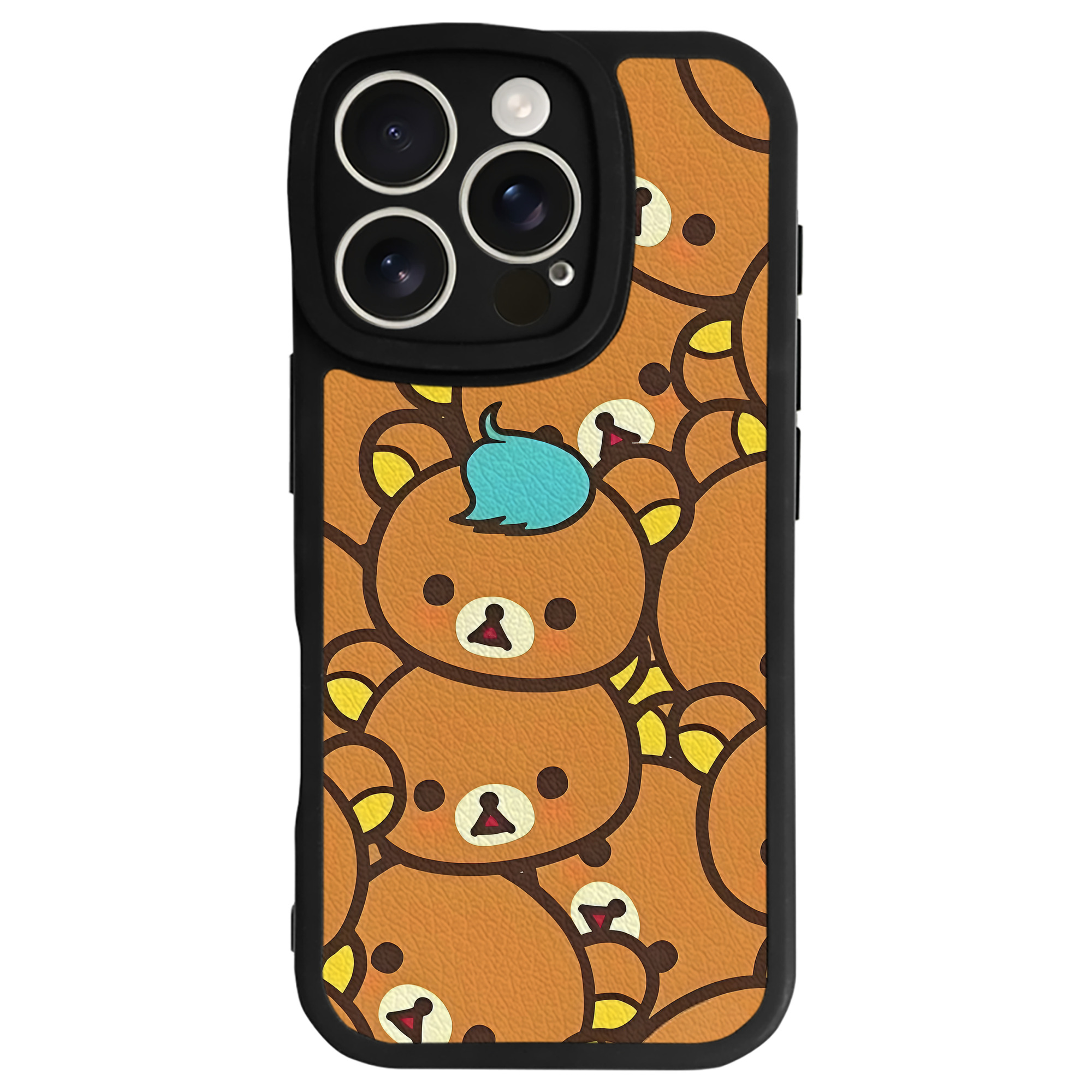 （画像用） リラックマ リラックマ キイロイトリ Rilakkuma Korilakkuma Kiiroitori 【iPhone 16シリーズ対応】シリコンスマホケース（レザー調） 材質：シリコン